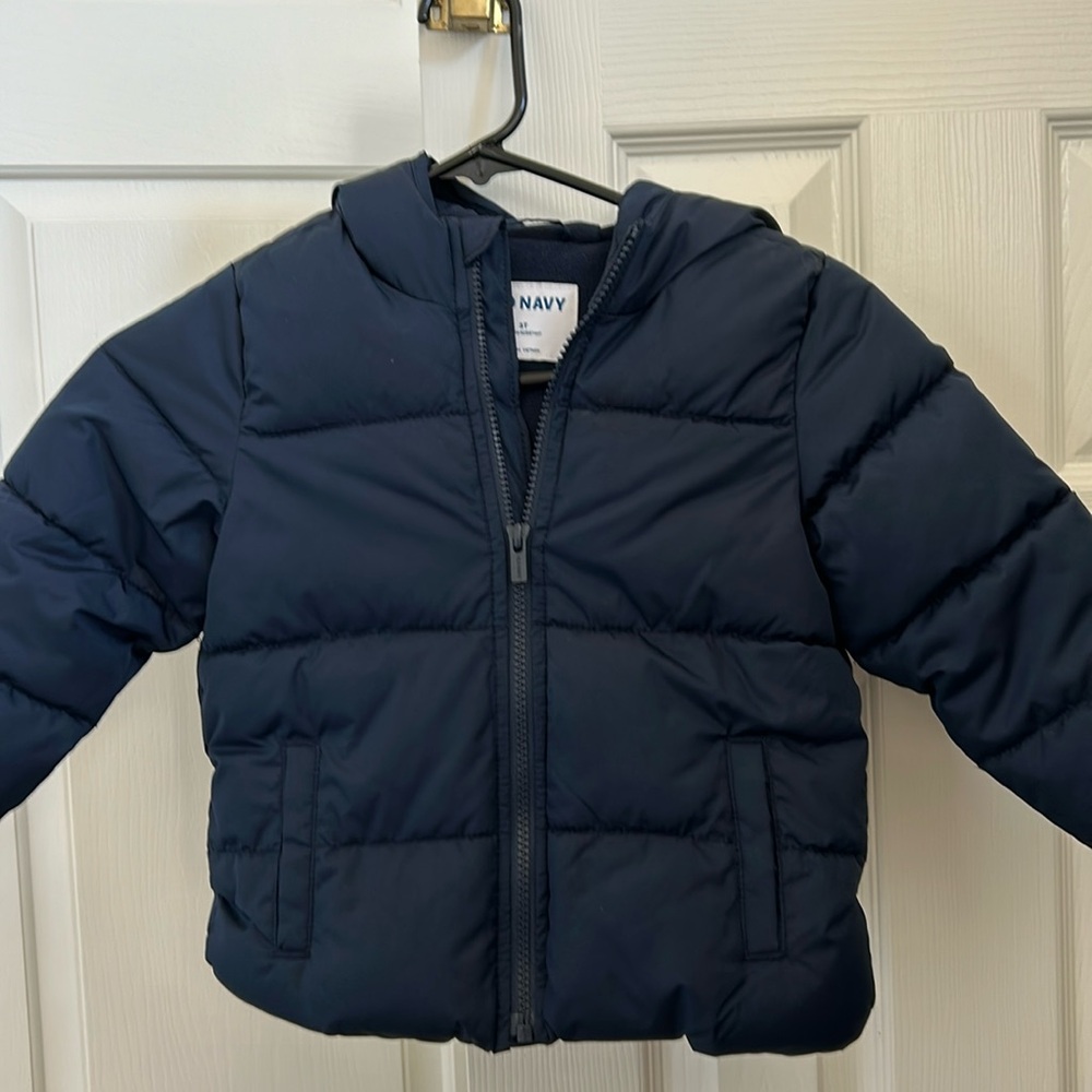 Toddler navy puffer hooded jacket full zip 3T